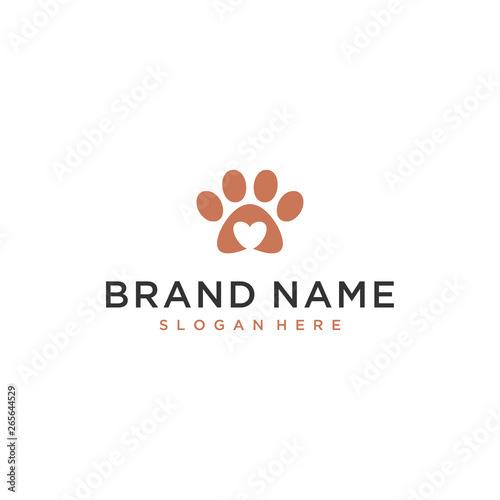 pet dog paw vector logo design