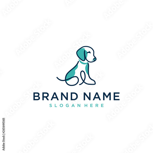 pet dog illustration vector logo design