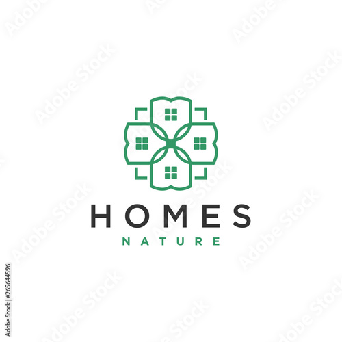 flower house vector logo design