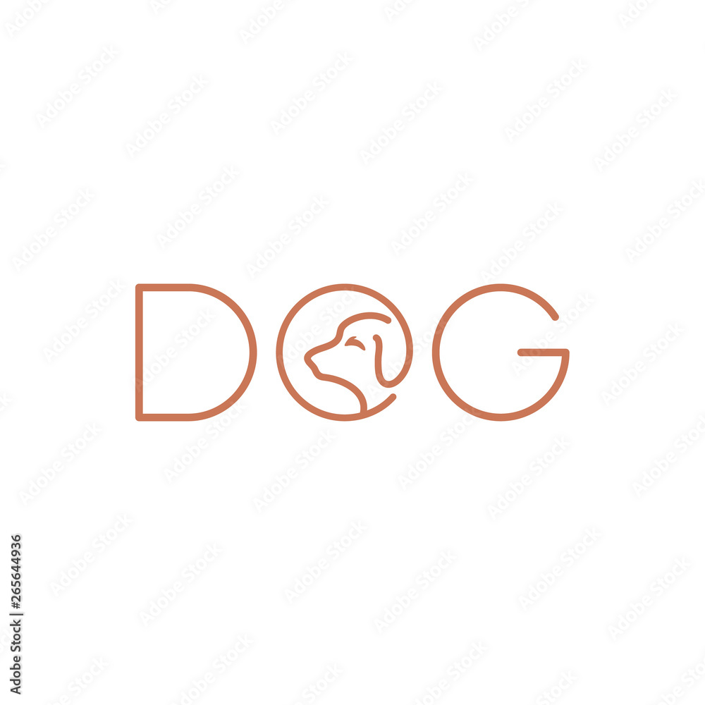 Fototapeta premium pet dog line typography vector logo design