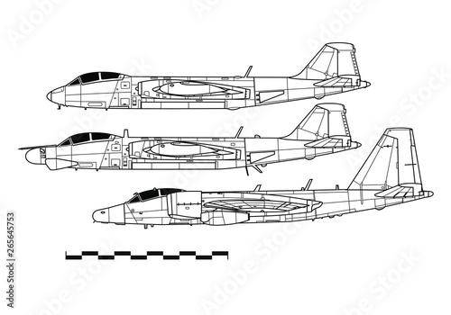 Martin B-57 Canberra. Outline drawing