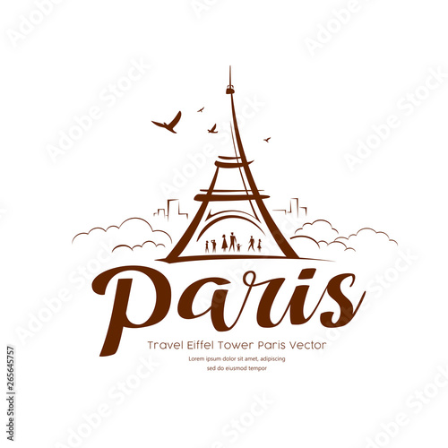Eiffel tower Paris sketching vector design background, illustration