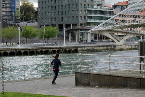 Runner in the riverside of Bilbao