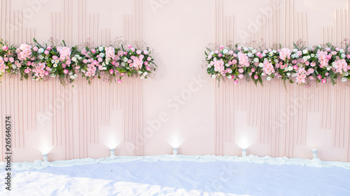 Pink wedding flower background and wedding decoration