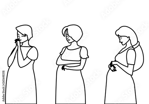 group of beautiful pregnancy women characters