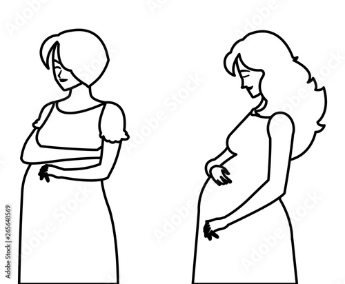 couple of beautiful pregnancy women characters