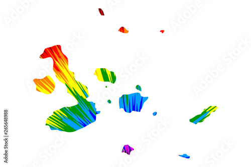 Galapagos Islands - map is designed rainbow abstract colorful pattern, Archipielago de Colon map made of color explosion, photo