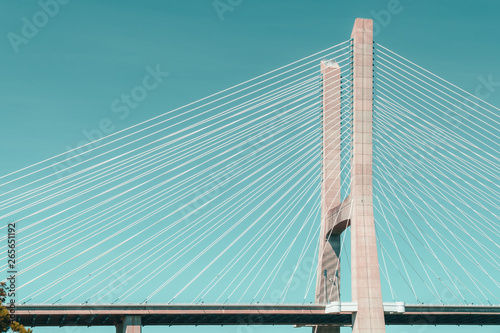 Architectural Details Of 25 de Abril Bridge (25th April Bridge) In Lisbon Portugal © radub85