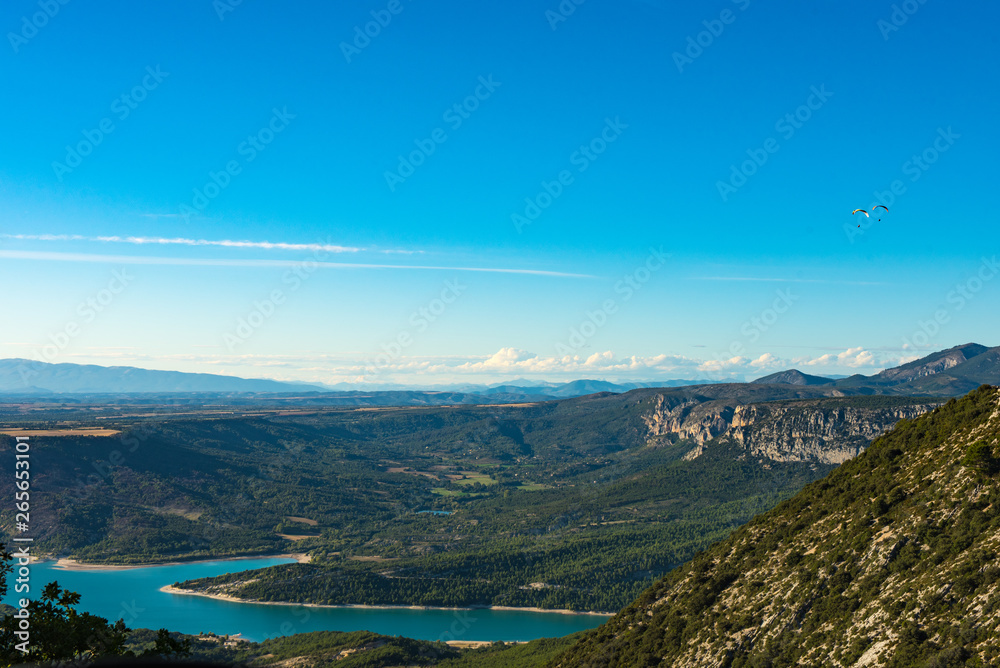 View on blue Lac de Sainte-Croix lake near Verdon gorges in Provence, France