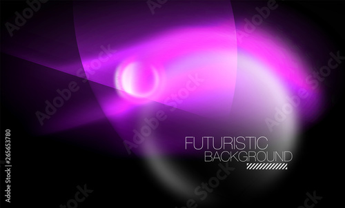 Blurred neon glowing round shapes, abstract circles and lights