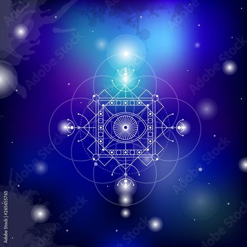 sacred geometry vector illustration on space background. Good for logo, design of yoga mat and clothes.
