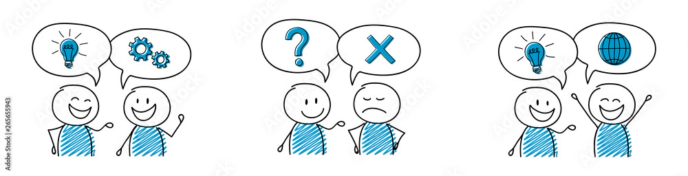 Cartoon people with speech bubbles with business icons - set. Vector Cartoon people with speech bubbles with business icons - set. Vector