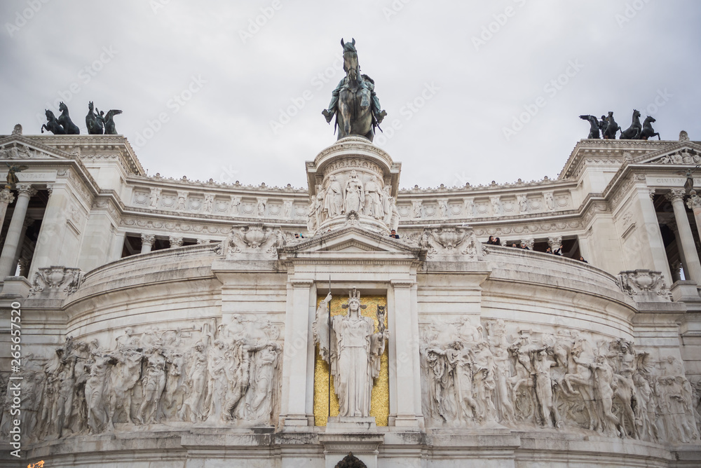 Facade of the beautiful Vittorio Emanuele II monument in Rome