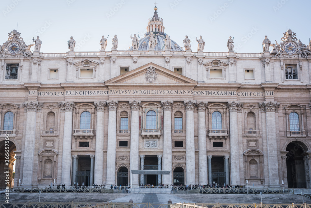 VATICAN, ROME, ITALY - NOVEMBER 17, 2017: Main entrance on the Vatican Square VATICAN, ROME, ITALY - NOVEMBER 17, 2017: Main entrance on the Vatican Square