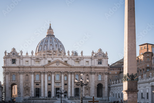 VATICAN, ROME, ITALY - NOVEMBER 17, 2017: Main entrance with the Obelisk on the Vatican Square