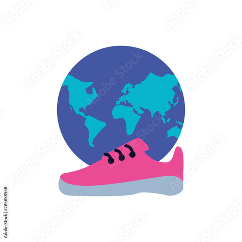 shoe runner with planet earth