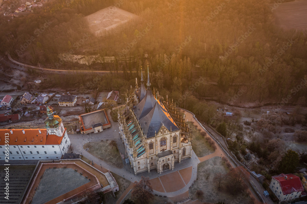 Fototapeta premium The town began in 1142 with the settlement of Sedlec Abbey, the first Cistercian monastery in Bohemia, Sedlec Monastery, brought from the Imperial immediate Cistercian Waldsassen Abbey. By 1260.
