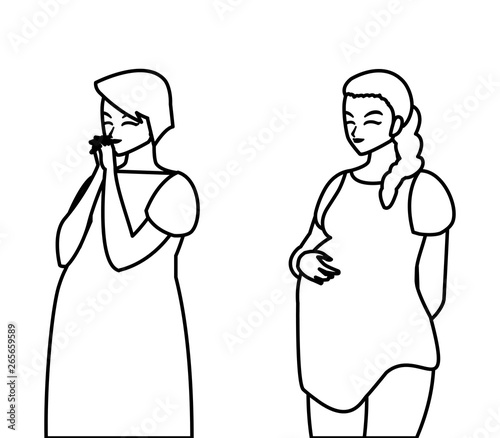 couple of beautiful pregnancy women characters