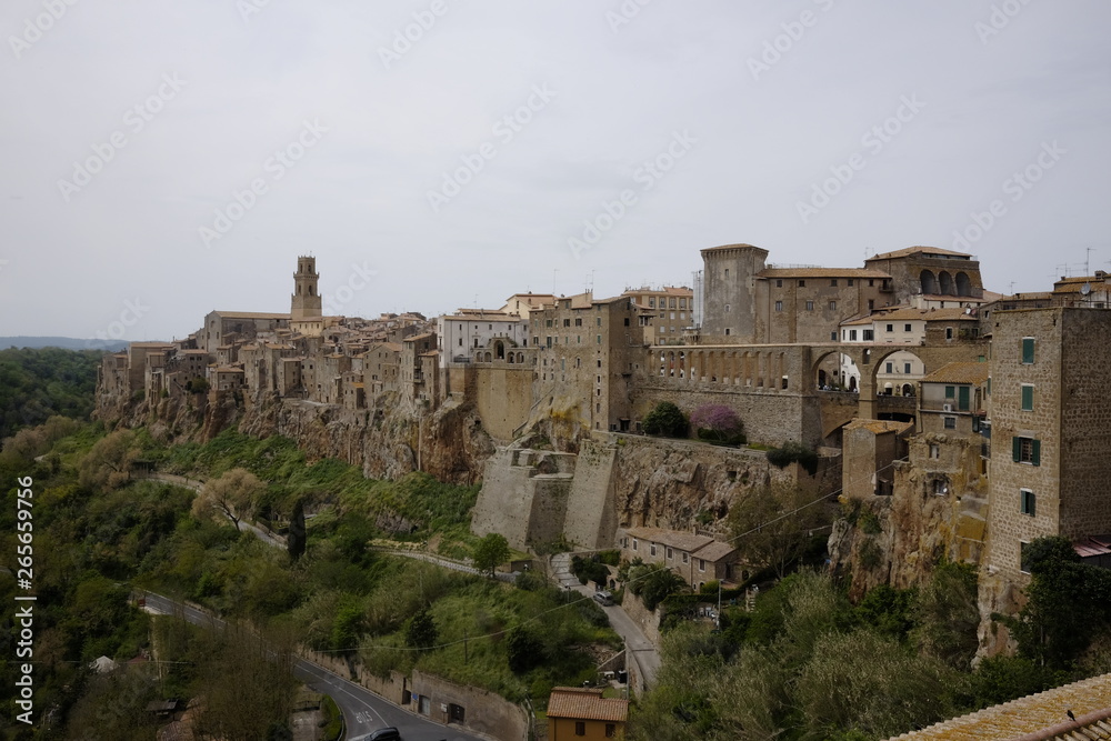 view of the medieval town of Pitigliano