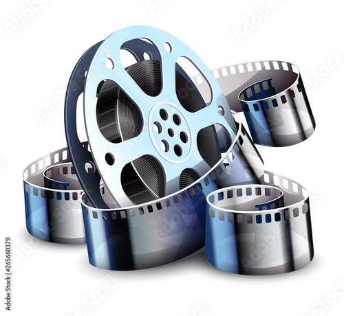 Film-strip for cinema motion picture production and movie theater entertainment. Isolated on white background. Eps10 vector illustration.