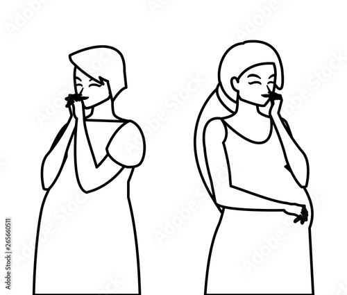 couple of beautiful pregnancy women characters