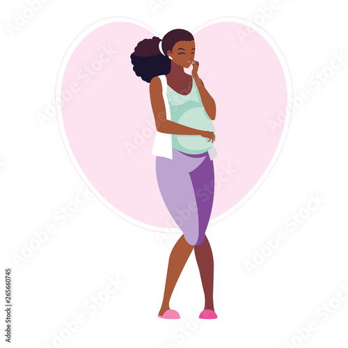 beautiful afro pregnancy woman in heart character