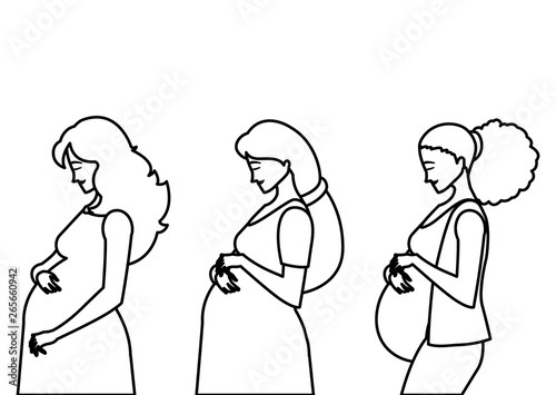 group of beautiful pregnancy women characters