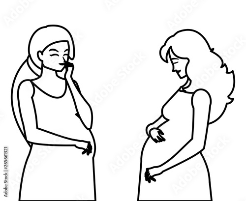 couple of beautiful pregnancy women characters