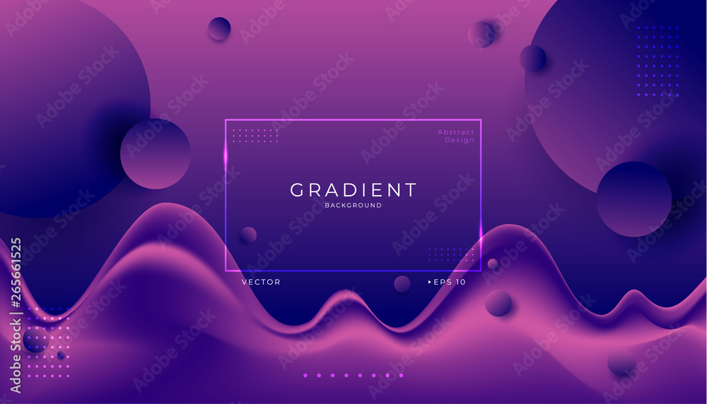 Dynamic fluid 3D abstract background. Gradient effect violet ball shape element. Vector template designs for poster, web, mobile, print, presentation, ui,ux.
