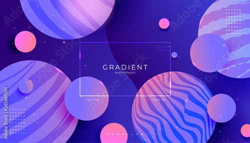 Abstract modern dynamic 3D background. Gradient effect violet outer space planet object. Vector template designs for poster, web, mobile, print, presentation, ui,ux.