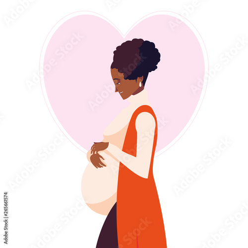 beautiful afro pregnancy woman in heart character