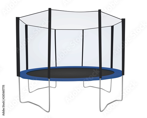 Kids trampoline. Enclosure net. vector illustration