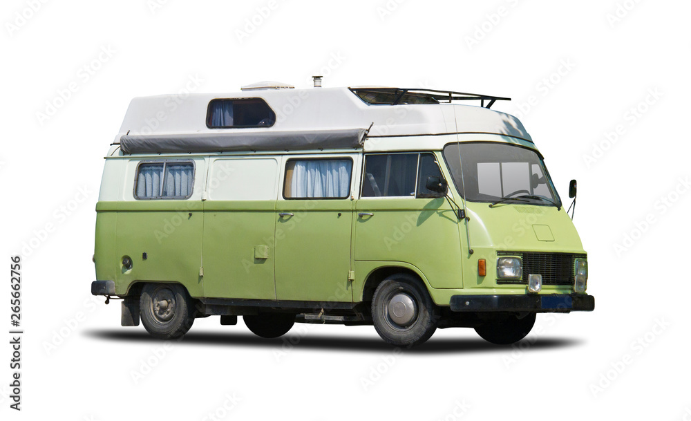 Classic German motorhome isolated on white