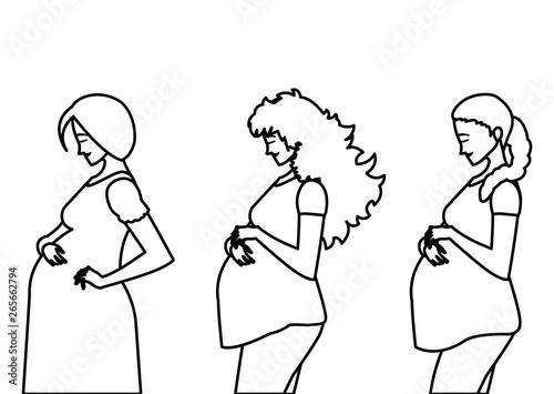 group of beautiful pregnancy women characters