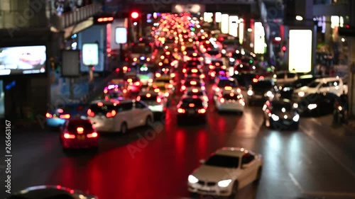 4K Traffic jam and rush hour Slow moving traffic with a lots of vehicles transport on the road in office hours. Stock footage defocus of urban infrastructure problem.