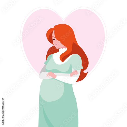 beautiful pregnancy woman in heart character