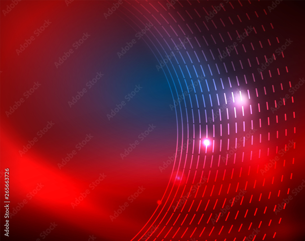 Obraz premium Blue neon circles, abstract circular lines. Glowing circle abstract pattern background