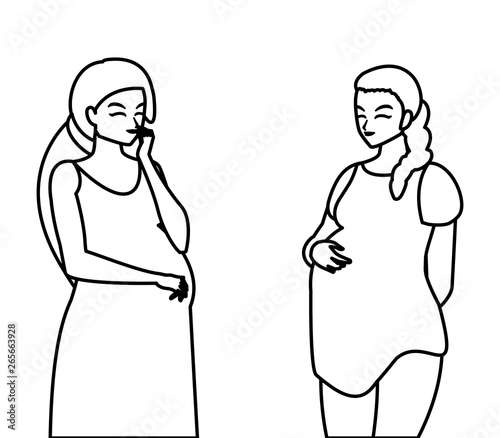 couple of beautiful pregnancy women characters