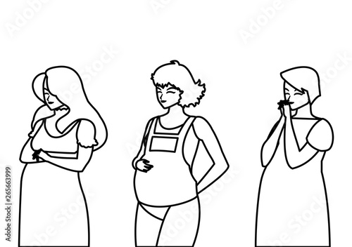 group of beautiful pregnancy women characters