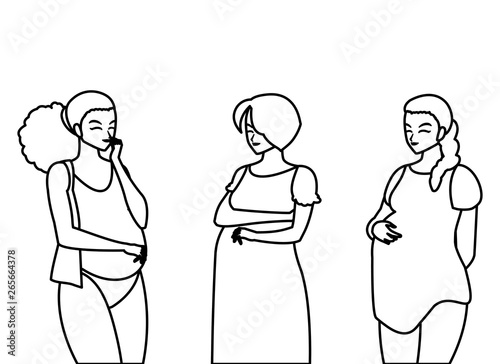 group of beautiful pregnancy women characters