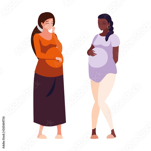 interracial couple of pregnancy women characters