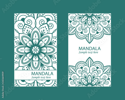 Vector envelopes for wedding invitation with laser cut pattern. Mandala, layout, design, Eastern, ethnic style wedding invitations. Collection envelopes for laser cutting mandala