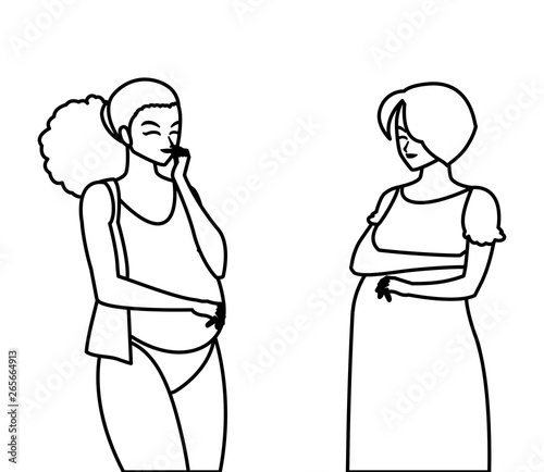 couple of beautiful pregnancy women characters