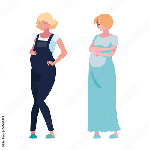 couple of beautiful pregnancy women characters
