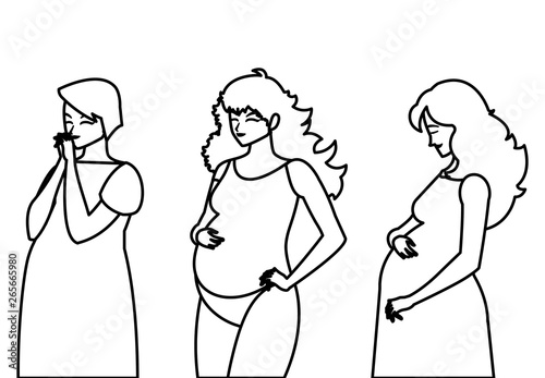 group of beautiful pregnancy women characters