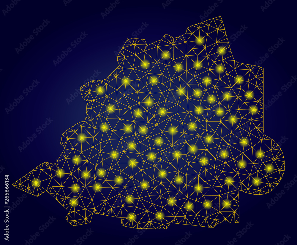Yellow mesh vector Vatican map with glow effect on a dark blue gradiented background. Abstract lines, light spots and dots form Vatican map constellation. Yellow mesh vector Vatican map with glow effect on a dark blue gradiented background. Abstract lines, light spots and dots form Vatican map constellation.