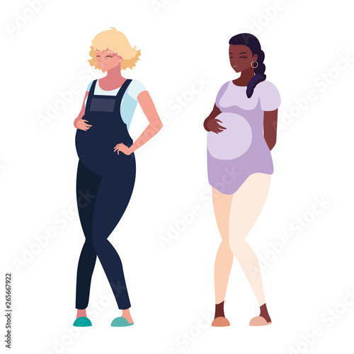interracial couple of pregnancy women characters