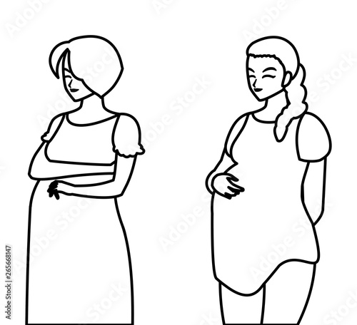 couple of beautiful pregnancy women characters