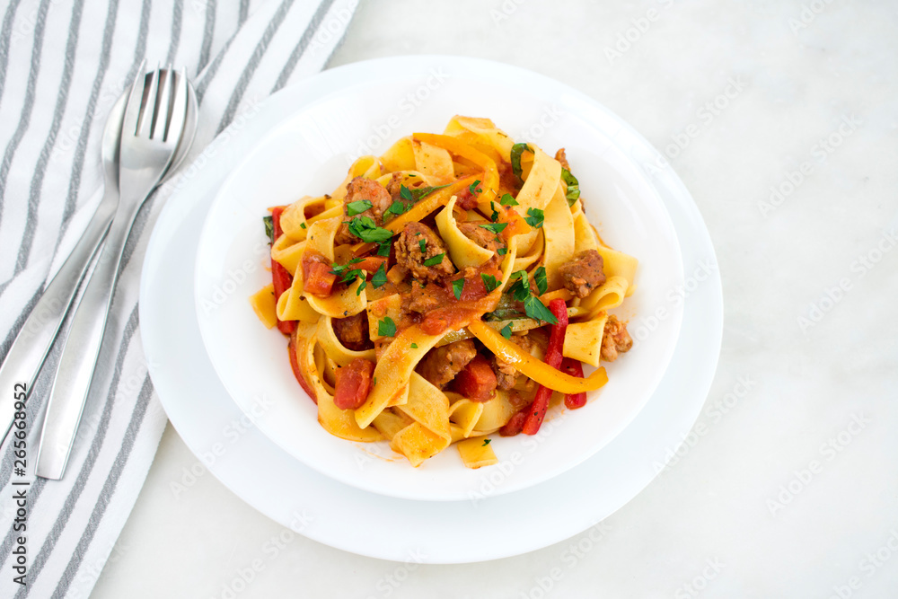 Pappardelle Pasta with Italian Sausage and Basil Pappardelle Pasta with Italian Sausage and Basil