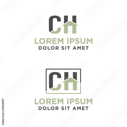 vector illustration letter c and h with roof icon logo design